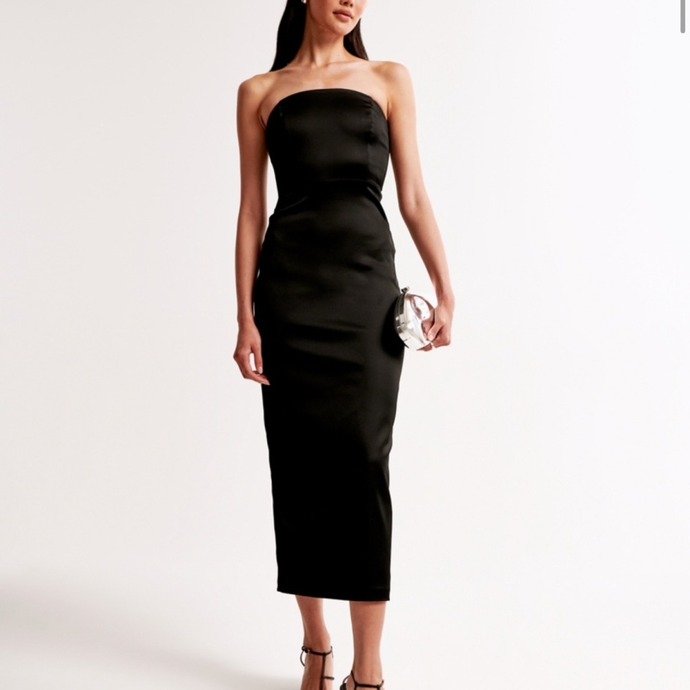 EUC Abercrombie & Fitch Black Strapless Satin Dress